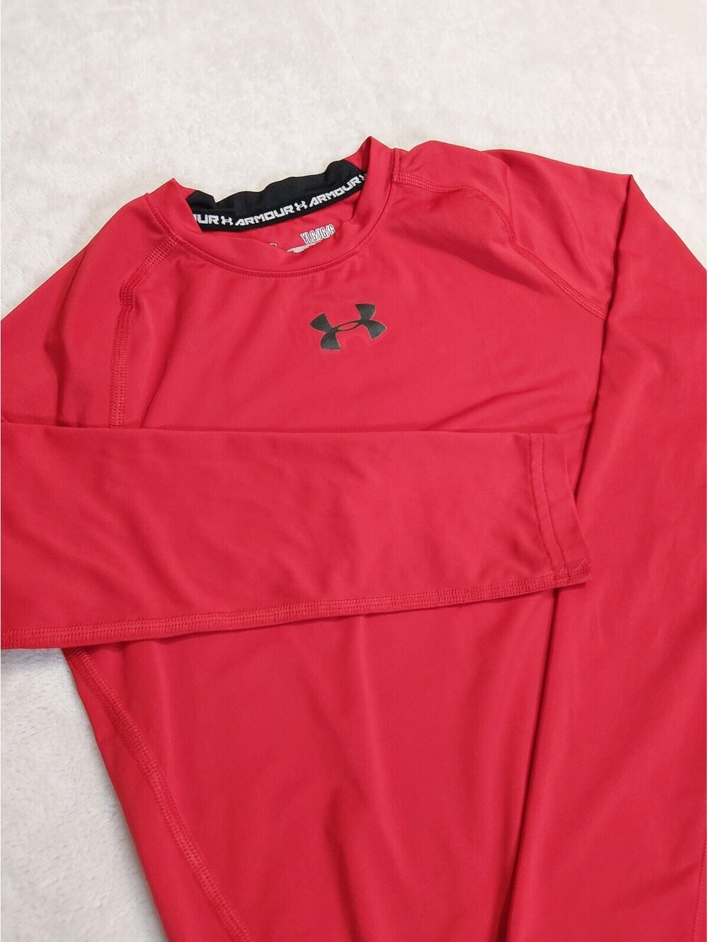 Under Armour Youth HeatGear Fitted Long Sleeve Shirt Red YLG. 0084